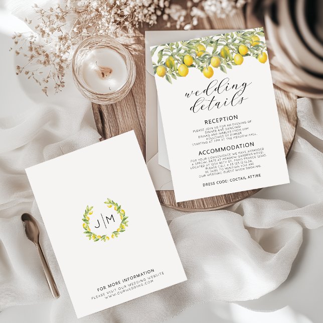 Cartes de détails du Mariage végétal citron (Créateur téléchargé)