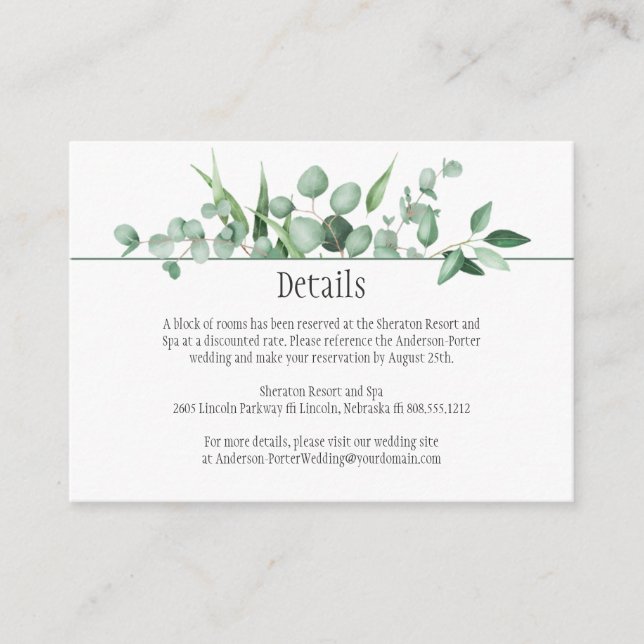 Cartes de détails Eucalyptus Envy (Devant)