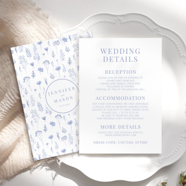 Cartes de détails mariage fleurs bleu clair (Créateur téléchargé)