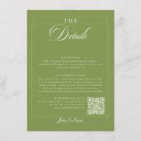 Cartes de détails QR de calligraphie ivoire vert o