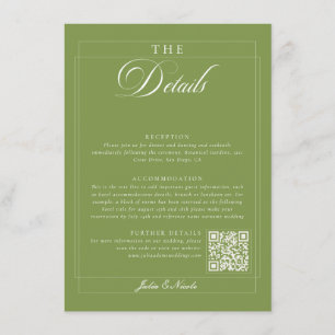 Cartes de détails QR de calligraphie ivoire vert o