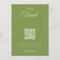 Cartes de détails QR de calligraphie ivoire vert o