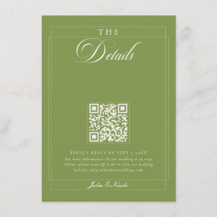Cartes de détails QR de calligraphie ivoire vert o