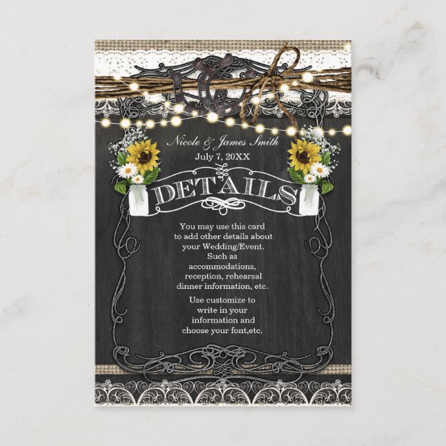 Cartes de détails Rustique Fleurs & Fer à Cheval C (Devant)