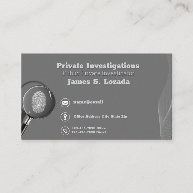 cartes de détective privé (Devant)