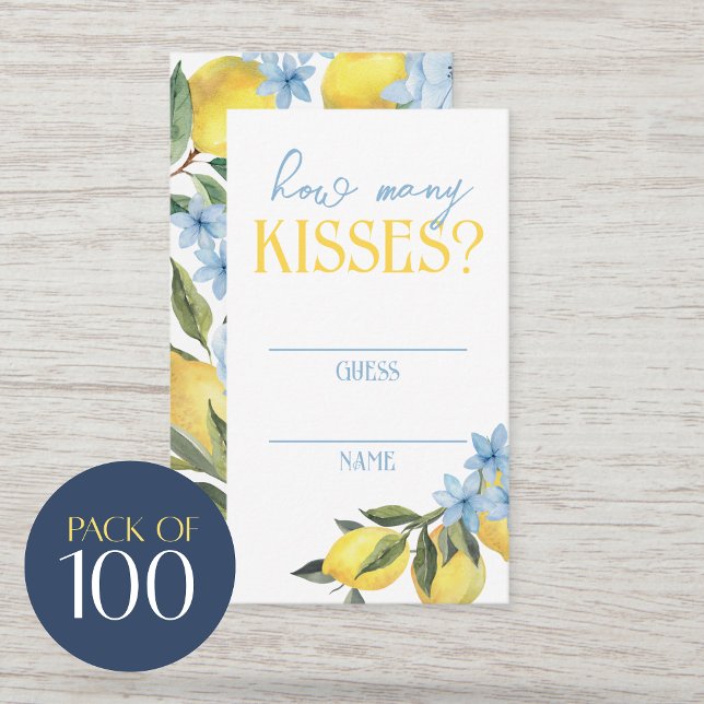 Cartes de devinette Combien de baisers pour jeu de (Main Squeeze Lemon Bridal Shower How Many Kisses for The Mrs. Guess Cards. Packs of 100)