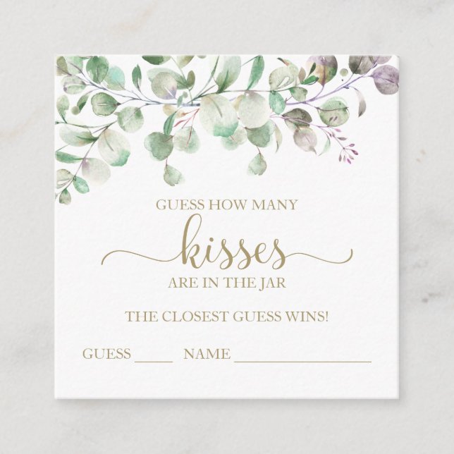 Cartes de devinette de bisous au eucalyptus verdoy (Devant)