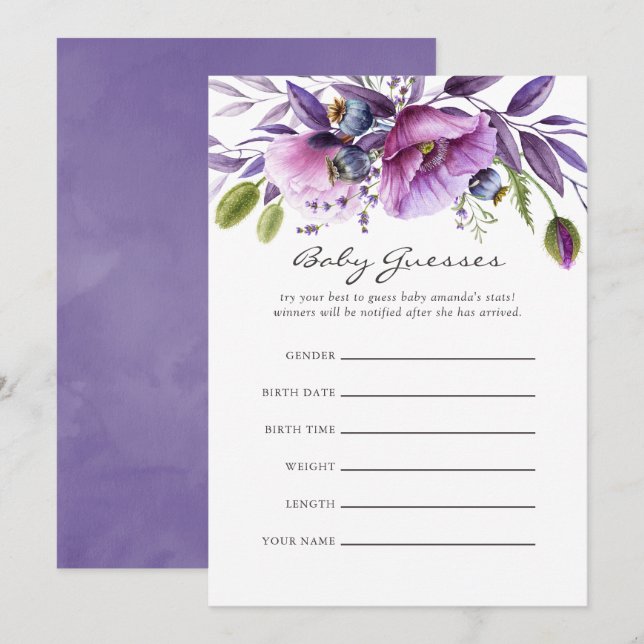 Cartes de devinette pour Baby Shower sur le thème  (Devant / Derrière)