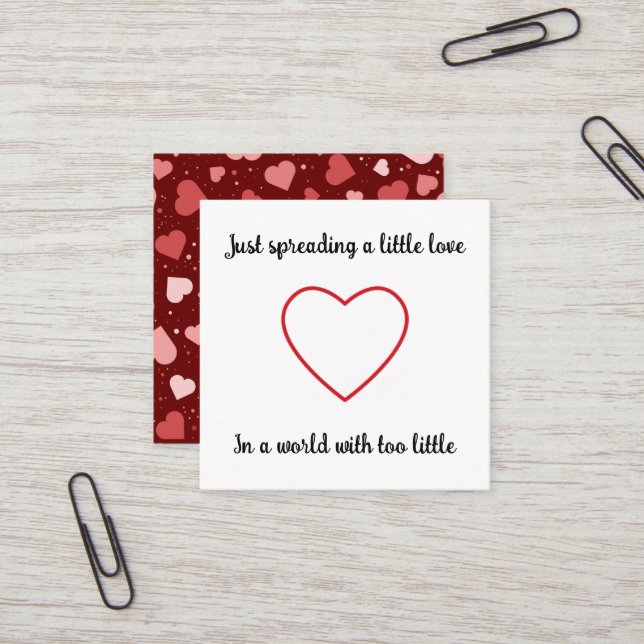 Cartes de diffusion d'amour Karma avec un petit cœ (Devant/Arrière en situation)