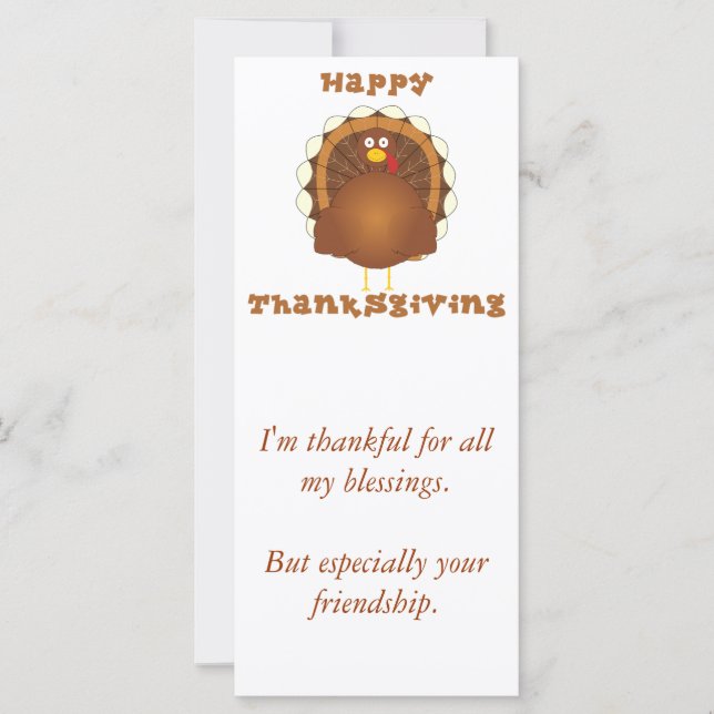 Cartes de dinde de dessin animé bon thanksgiving (Devant)
