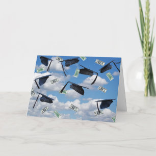 Cartes de diplômes et argent dans le ciel