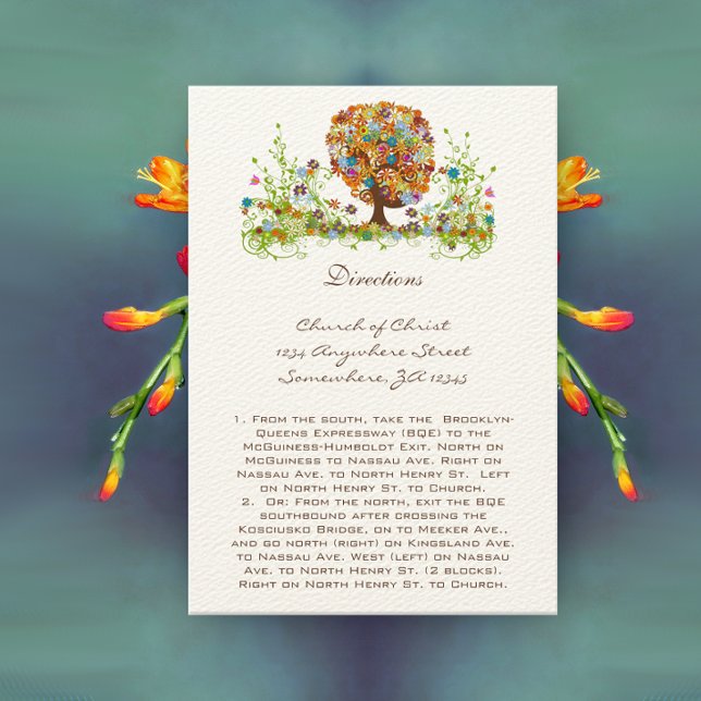 Cartes de Direction de Mariage avec Arbre Fleur Fa (Créateur téléchargé)