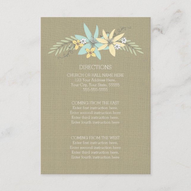 Cartes de direction mariage Fleurs de ressort Burl (Devant)