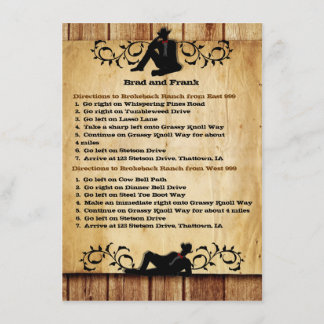 Cartes de directions pour un mariage gay cowboy