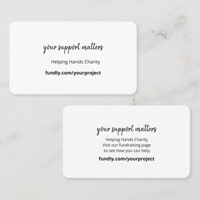 Cartes de Don pour une Campagne de Charité Réussie (Devant / Derrière)