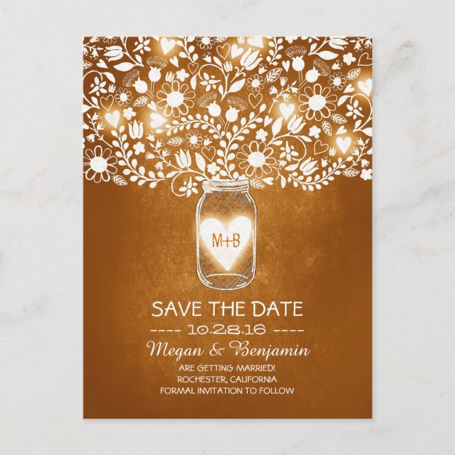 Cartes de faire-part de date de mariage avec fleur (Devant)