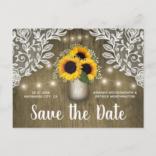 Cartes de faire-part de date de mariage avec tourn (Devant)