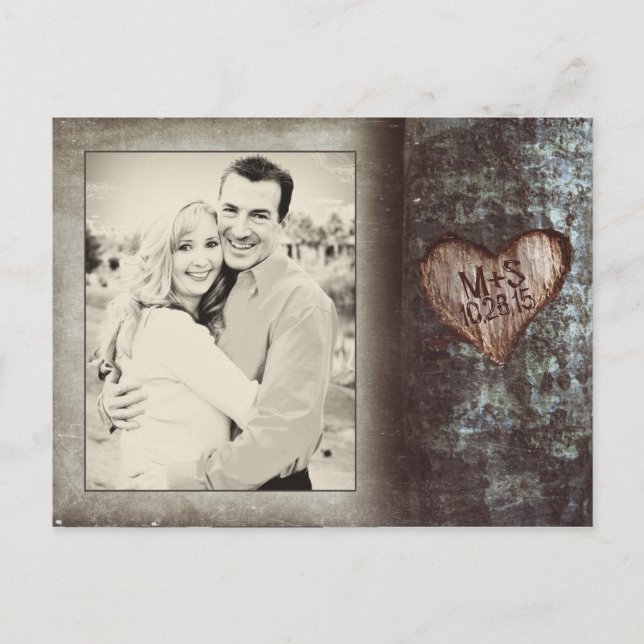 cartes de faire-part de date de mariage avec une v (Devant)