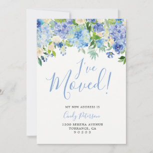 Cartes de Faire-part de déplacement Blue Hydrangea