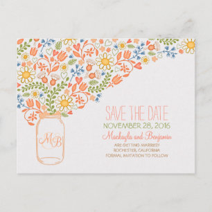 Cartes de faire-part de fleurs en pot mason mignon