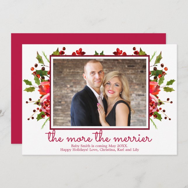Cartes de Faire-part de grossesse Holly Photo (Devant / Derrière)
