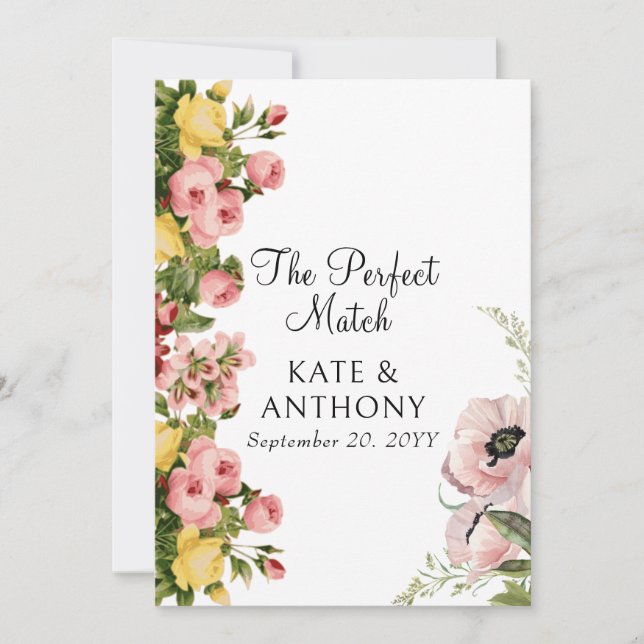 Cartes de Faire-part de mariage à motifs floraux j (Devant)