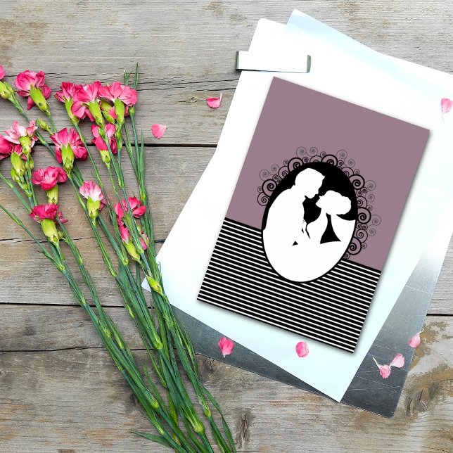 Cartes de Faire-Part de Mariage avec Silhouettes d (Créateur téléchargé)