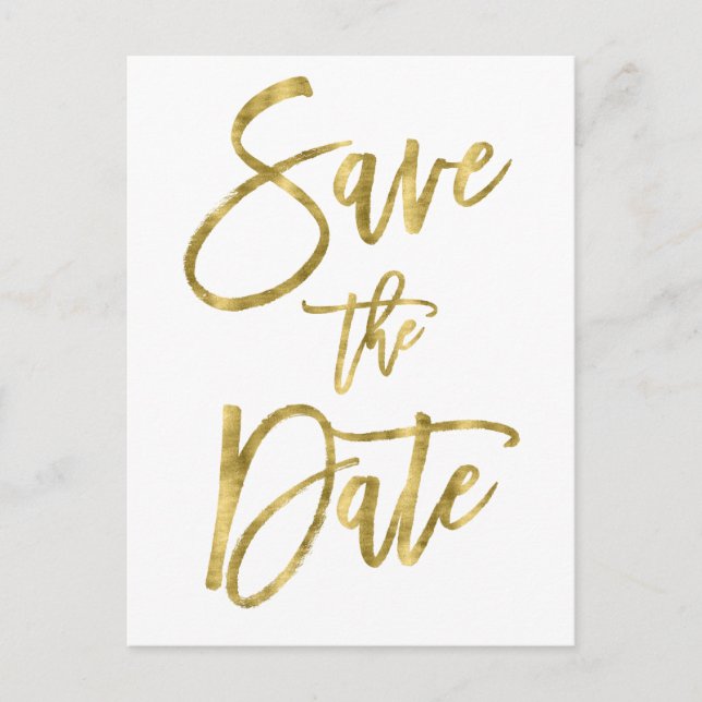 Cartes de faire-part de mariage Blanc et Or (Devant)