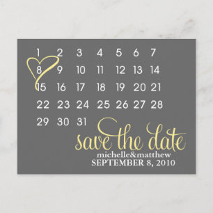 Cartes de faire-part de mariage calendriers {jaune