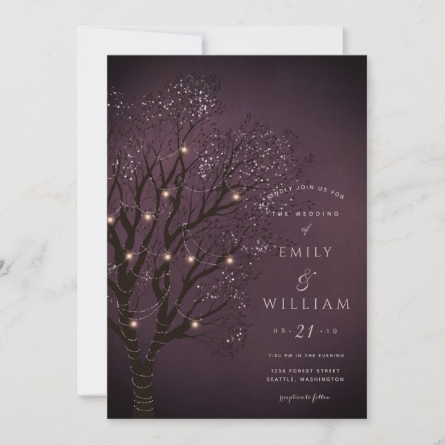 Cartes de Faire-part de mariage Dark Night Tree (Devant)