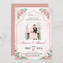 Cartes de faire-part de mariage de couleur rose