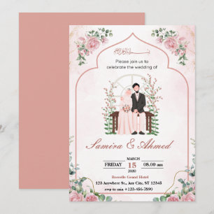 Cartes de faire-part de mariage de couleur rose