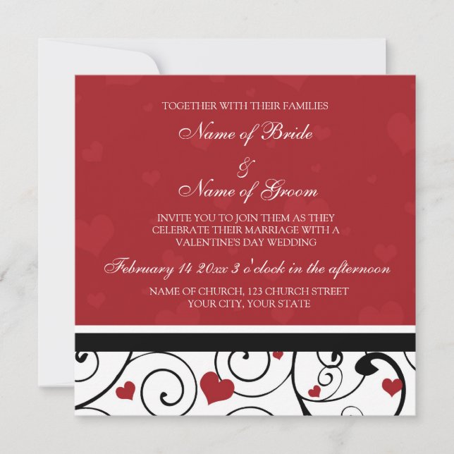 Cartes de Faire-part de mariage de la Saint-Valent (Devant)