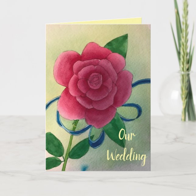 Cartes de faire-part de mariage de ruban bleu de (Devant)