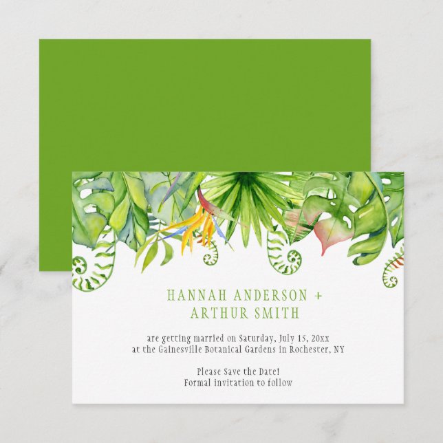 Cartes de Faire-Part de Mariage Fleurs Tropicales  (Devant / Derrière)