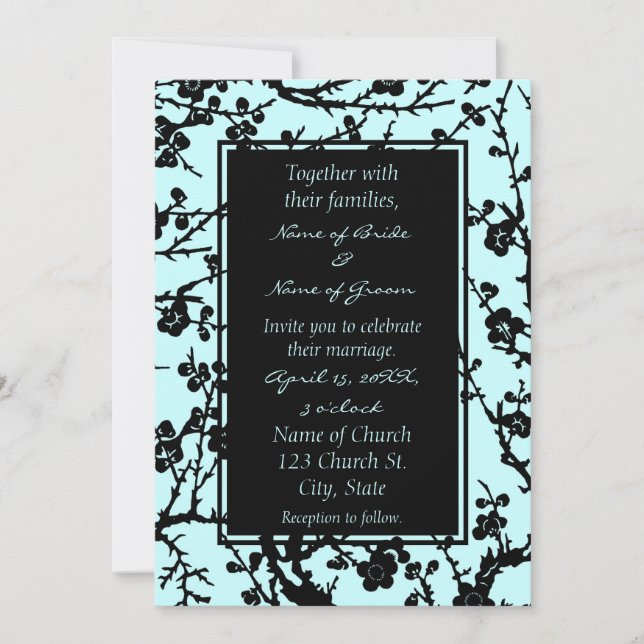 Cartes de Faire-part de mariage florale turquoise  (Devant)