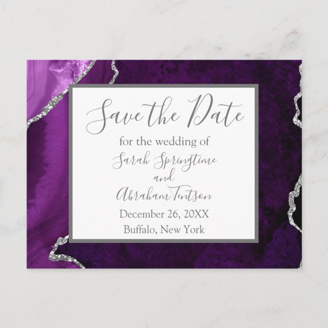 Cartes de faire-part de mariage formelles en agate (Devant)