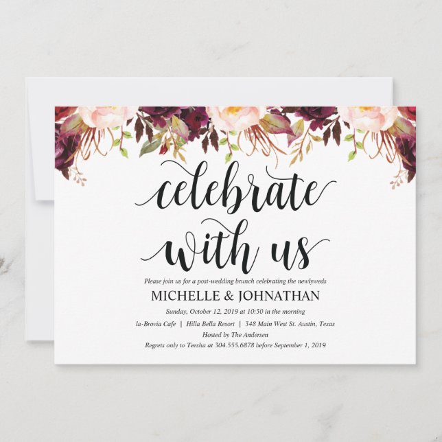 Cartes de Faire-part de mariage Rustique Bourgogne (Devant)