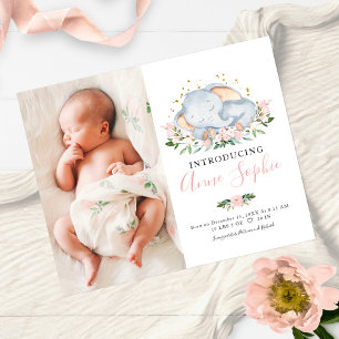 Cartes de Faire-part de naissance photo Elephant