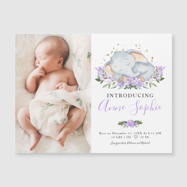 Cartes de Faire-part de naissance photo Eléphant m (Devant)