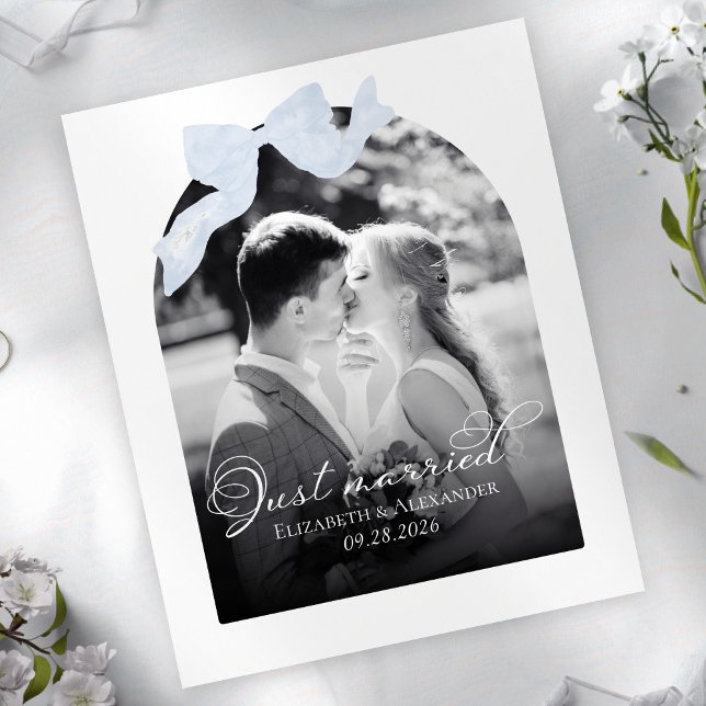 Cartes de Faire-part Mariage mariées | Bleu Bow (Créateur téléchargé)