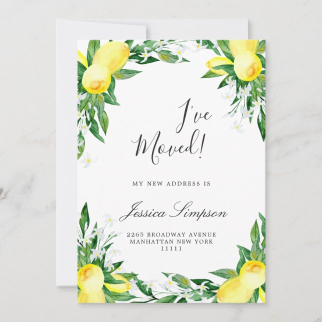 Cartes de Faire-part mobiles en fleurs de citrons (Devant)