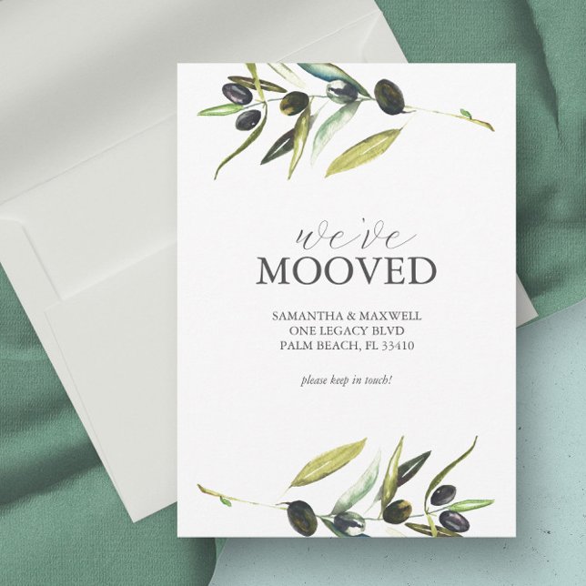 Cartes de Faire-part mobiles Watercolor Branche d' (moving announcement card botanical watercolor olive branch)