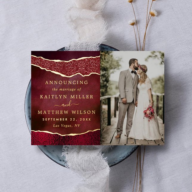 Cartes de Faire-part photo Mariage Agate élégant (Créateur téléchargé)