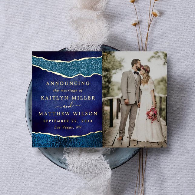 Cartes de Faire-part photo Mariage Agate élégant (Créateur téléchargé)