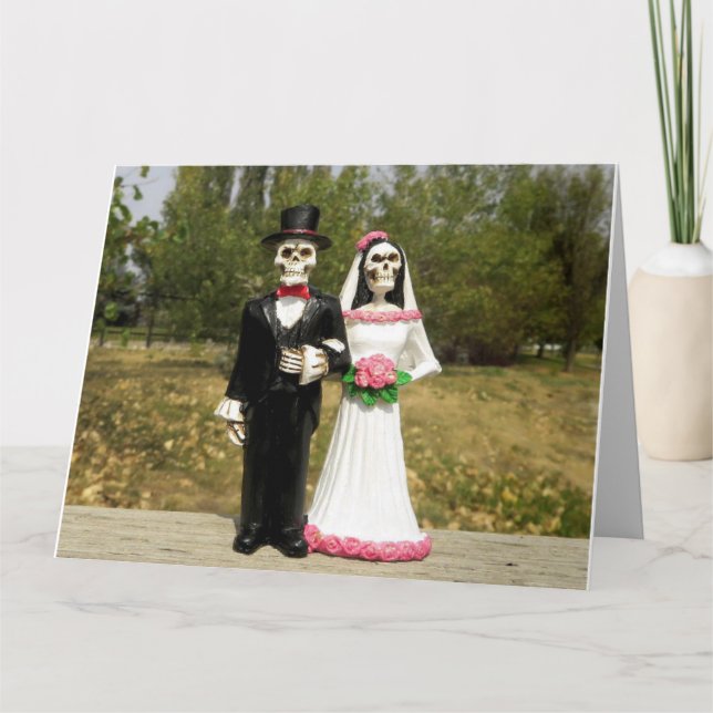 CARTES DE FÉLICITATIONS MARIAGES GOTHC SKELETONS (Devant)