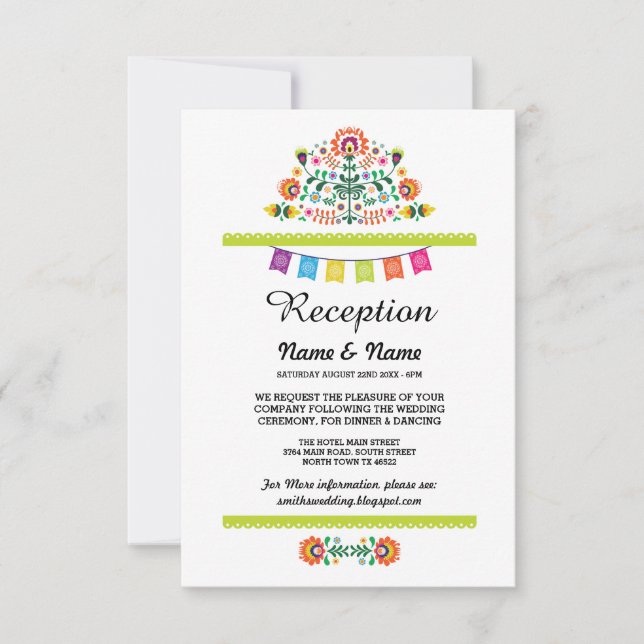 Cartes de fête de réception de mariage mexicaines  (Devant)