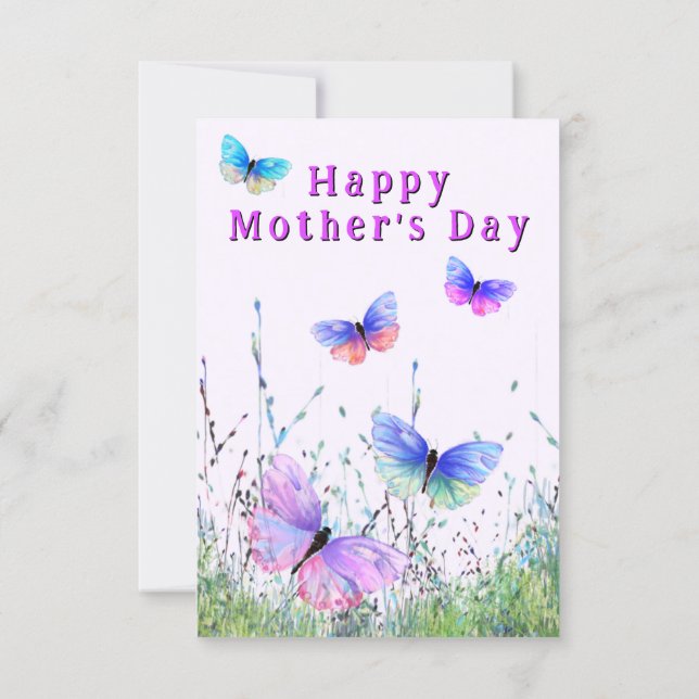 Cartes de fête des mères Papillons Peints (Dos)