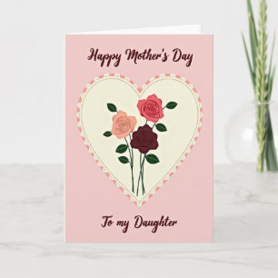 Cartes de fête des mères Roses à cœur à pois