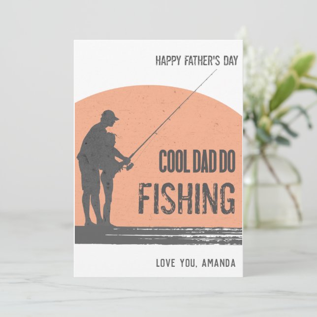 Cartes de fête des pères pêche à l'orange Poisson  (Debout devant)
